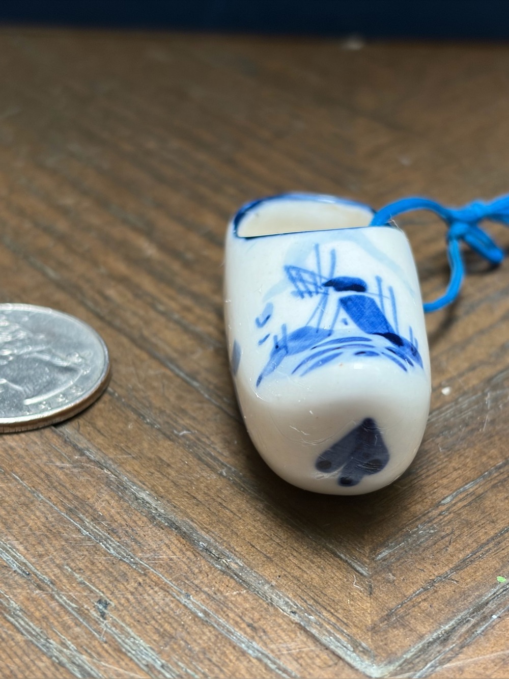 Vintage Delft Blue White Dutch Ceramic Shoe Ornament Hand Painted